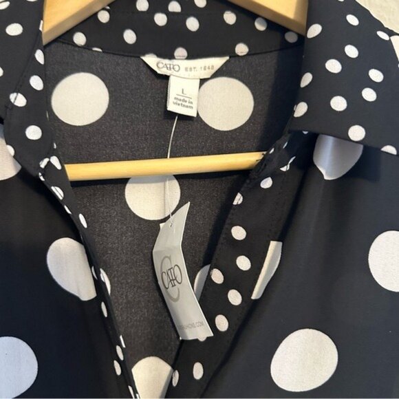 CATO Polka Dot Jumpsuit L Black White Dotcore Coquette Retro Chic Modcore NWT - Picture 9 of 14